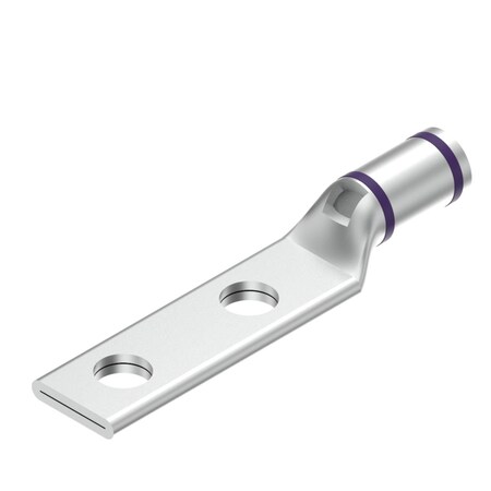 Burndy Copper Compression Lug, 2 Hole w/ Inspection Window, 4/0 Flex, 1/2" St YAV28L2NTCFX